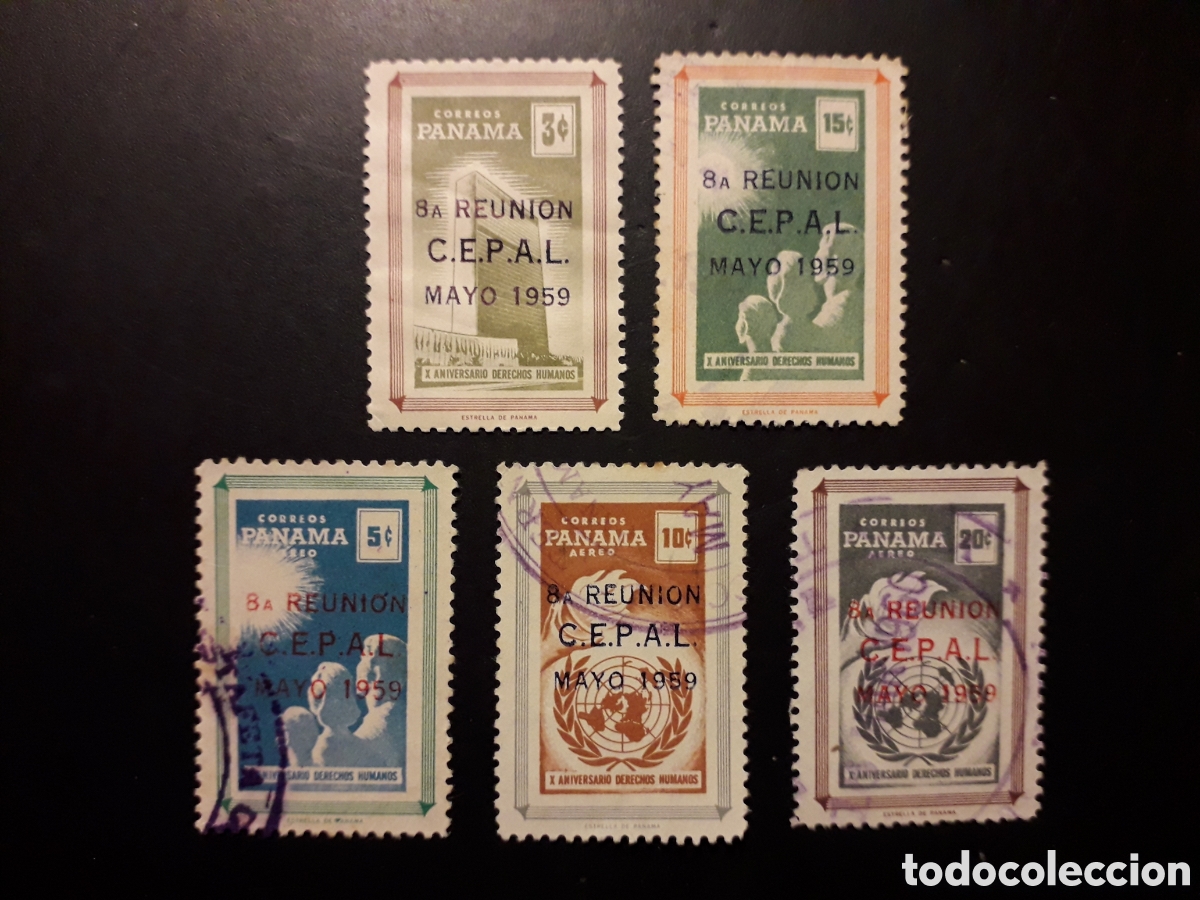 Sellos: PANAM&Aacute; YVERT 328/9 + A 205/6 SIN A 207 SERIE CORTA USADA 1959 SOBRECARGADO CEPAL PEDIDO M&Iacute;NIMO 3&euro;