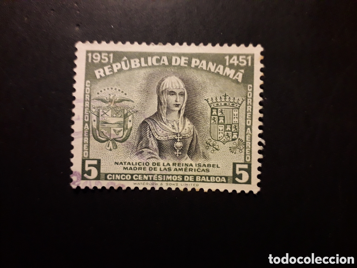 Sellos: PANAM&Aacute; YVERT A 118 SELLO SUELTO USADO 1952 ISABEL LA CAT&Oacute;LICA, ESCUDOS PEDIDO M&Iacute;NIMO 3&euro;