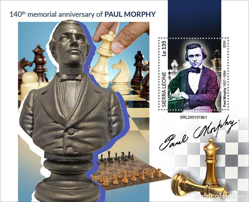 Briefmarken: Sierra Leona 2024 Mi. Bl. 3184 bloque Paul Morphy ajedrez