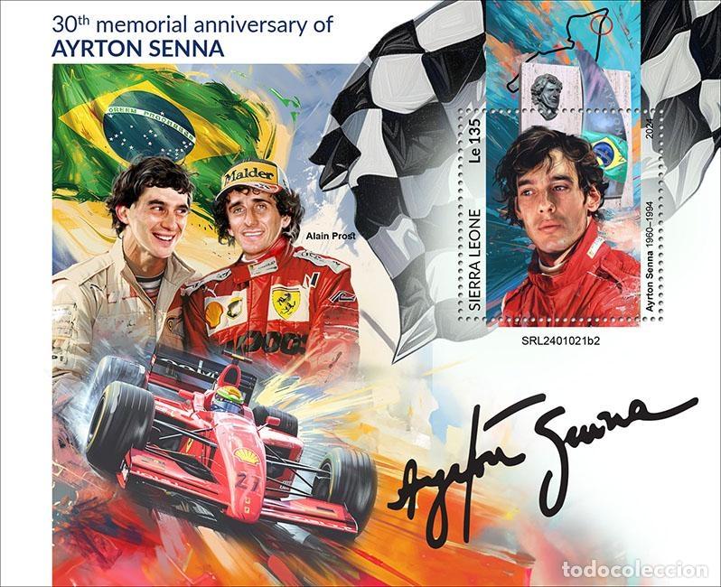 Briefmarken: Sierra Leona 2024 Mi. Bl. 3189 bloque Ayrton Senna F&oacute;rmula 1 McLaren