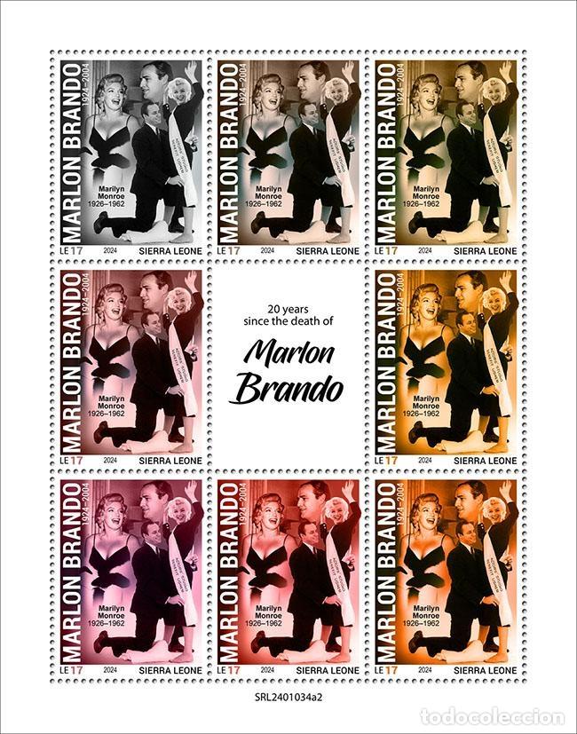 Stamps: Sierra Leona 2024 Mi. 18783-18790 hoja Marlon Brando actor de cine