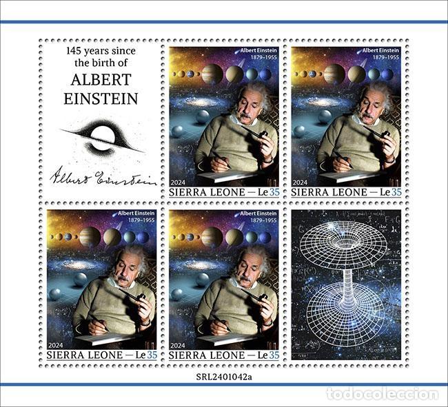 Selos: Sierra Leona 2024 Mi. 18691 hoja Albert Einstein f&iacute;sica Nobel