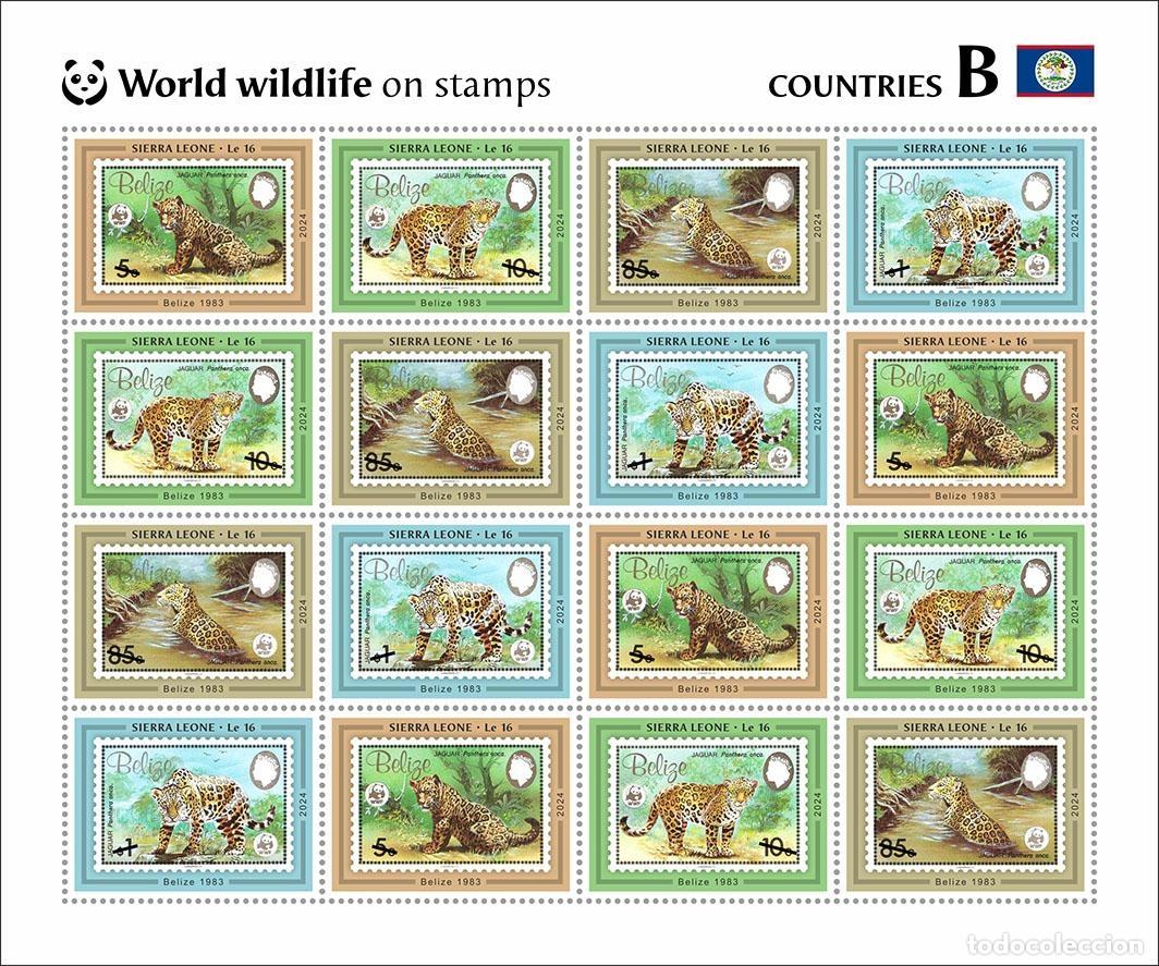 Sellos: Sierra Leona 2024 Mi. 18902-18905 hoja 16 fauna mundial pa&iacute;ses B WWF