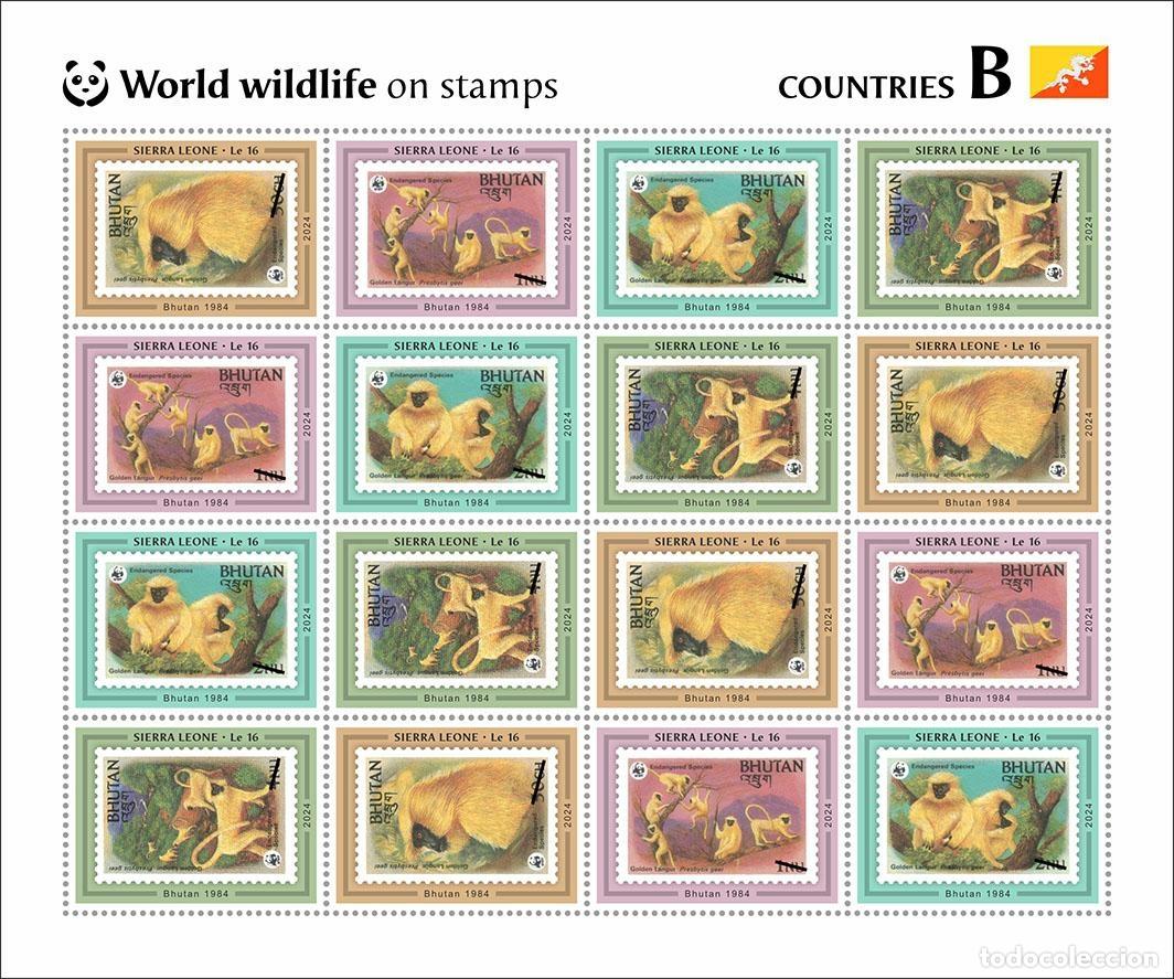 Sellos: Sierra Leona 2024 Mi. 18906-18909 hoja 16 fauna mundial pa&iacute;ses B WWF
