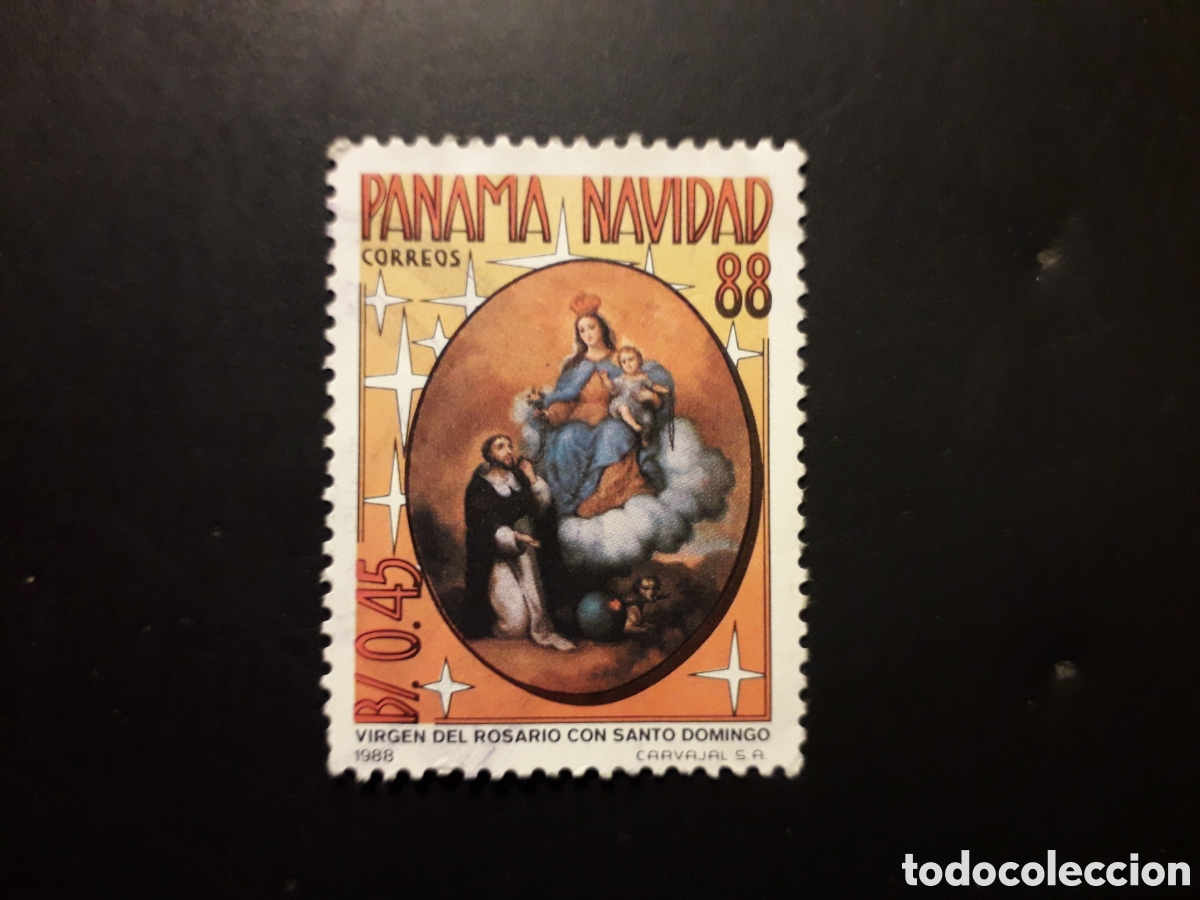 Sellos: PANAM&Aacute; YVERT 1049B SELLO SUELTO USADO 1988 NAVIDAD, VIRGEN Y SANTO DOMINGO PEDIDO M&Iacute;NIMO 3&euro;