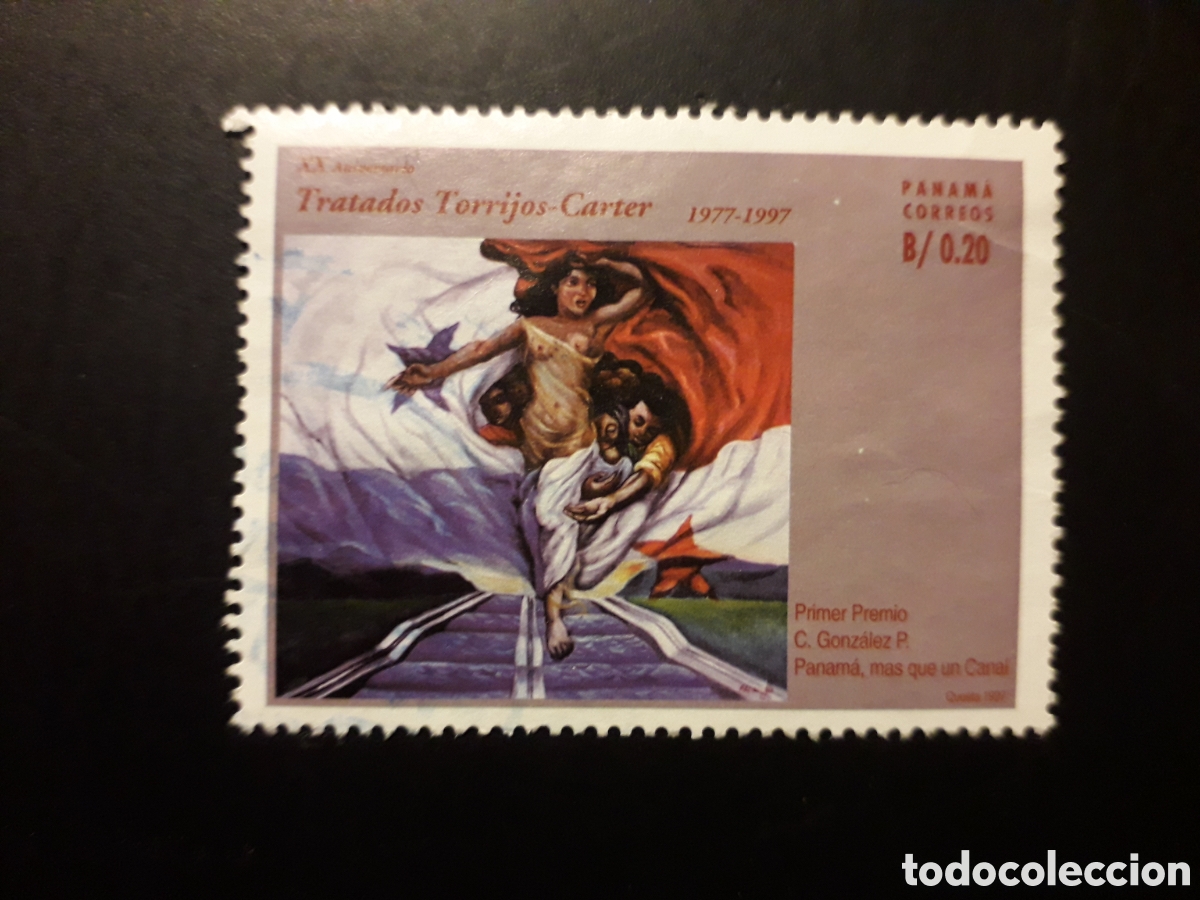 Sellos: PANAM&Aacute; YVERT 1154 SELLO SUELTO USADO 1997 PINTURAS, TRATADOS TORRIJOS-CARTER PEDIDO M&Iacute;NIMO 3&euro;