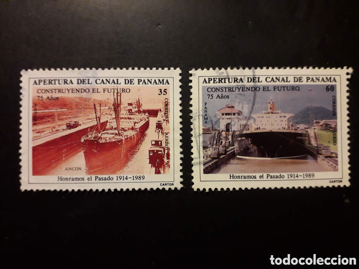 Sellos: PANAM&Aacute; YVERT A 542/3 SERIE COMPLETA USADA 1989 75 A&Ntilde;OS APERTURA DEL CANAL DE PANAM&Aacute; PEDIDO M&Iacute;NIMO 3&euro;