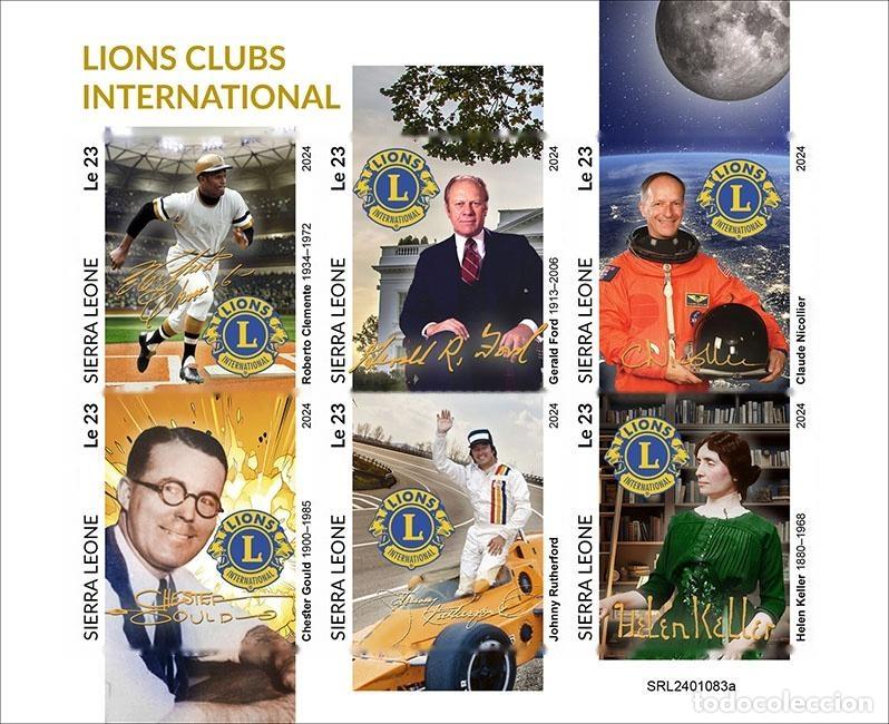 Sellos: Sierra Leona 2024 Mi. 18332-18337 hoja sin dentar Lions Clubs International