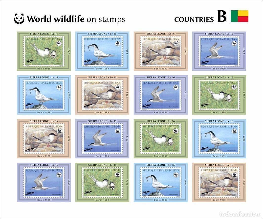 Sellos: Sierra Leona 2024 Mi. 18922-18925 hoja de 16 sin dentar fauna del mundo