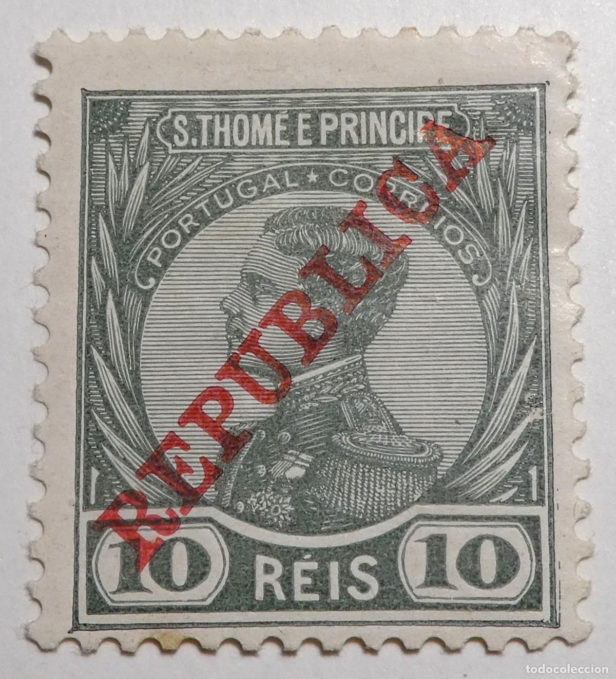 Sellos: Sello postal de SANTO TOM&Euml; E PRINCIPE ,GUINEA PORTUGUESA 1913, 10 Reis