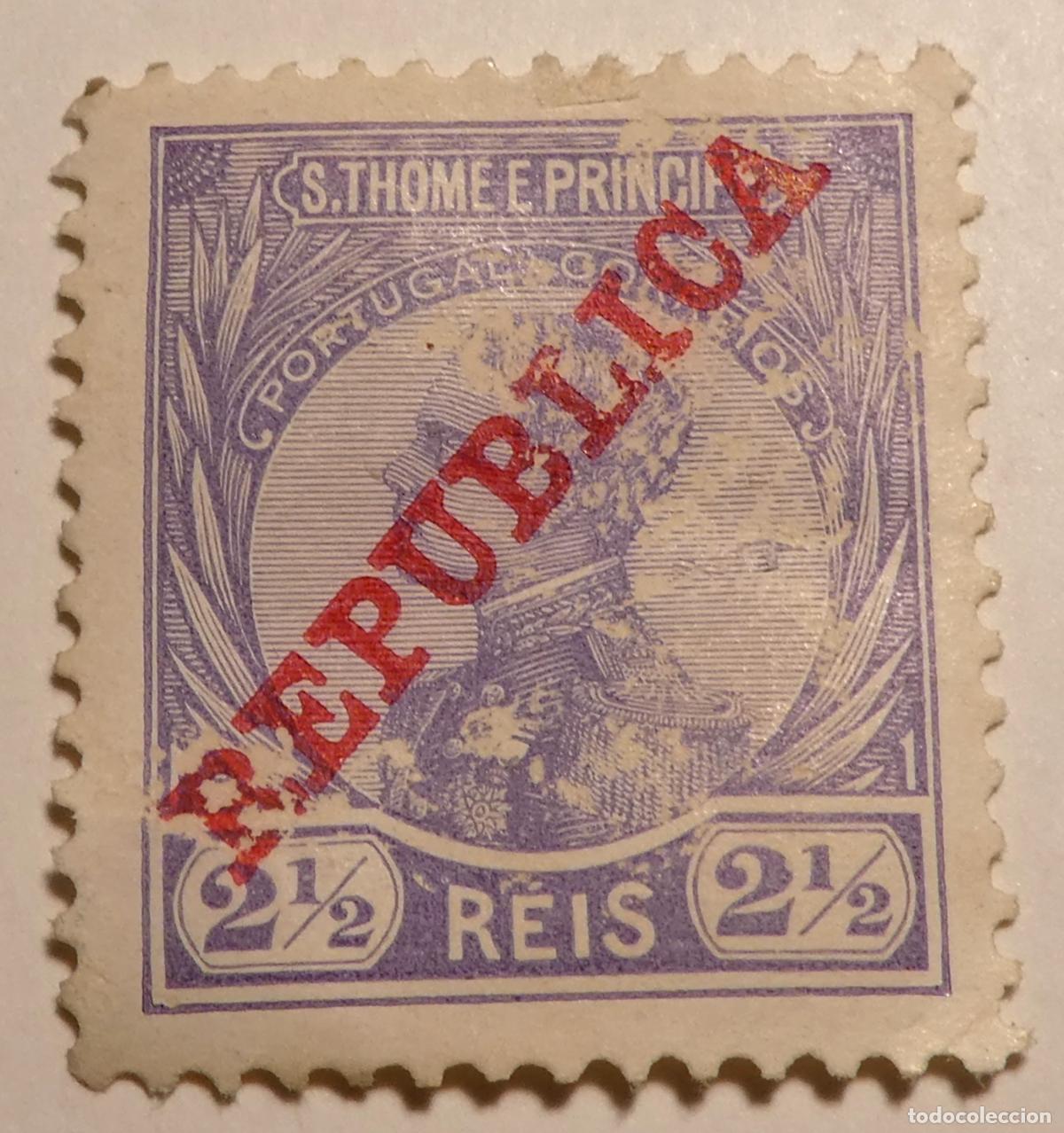 Sellos: Sello postal de SANTO TOM&Euml; E PRINCIPE ,GUINEA PORTUGUESA 1912, 2 1/2 Reis