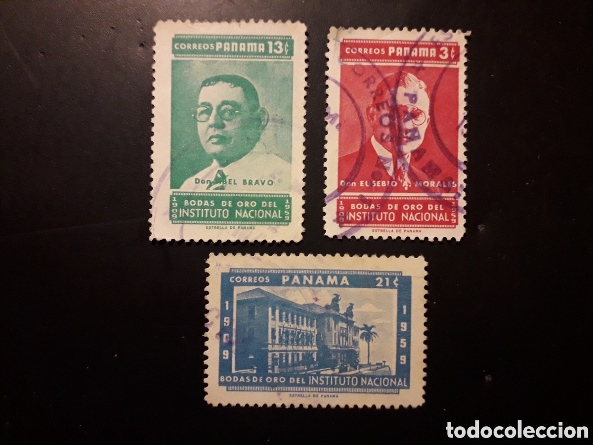Sellos: PANAM&Aacute; YVERT 330/2 SERIE COMPLETA USADA 1959 50 A&Ntilde;OS DEL INSTITUTO NACIONAL PEDIDO M&Iacute;NIMO 3&euro;