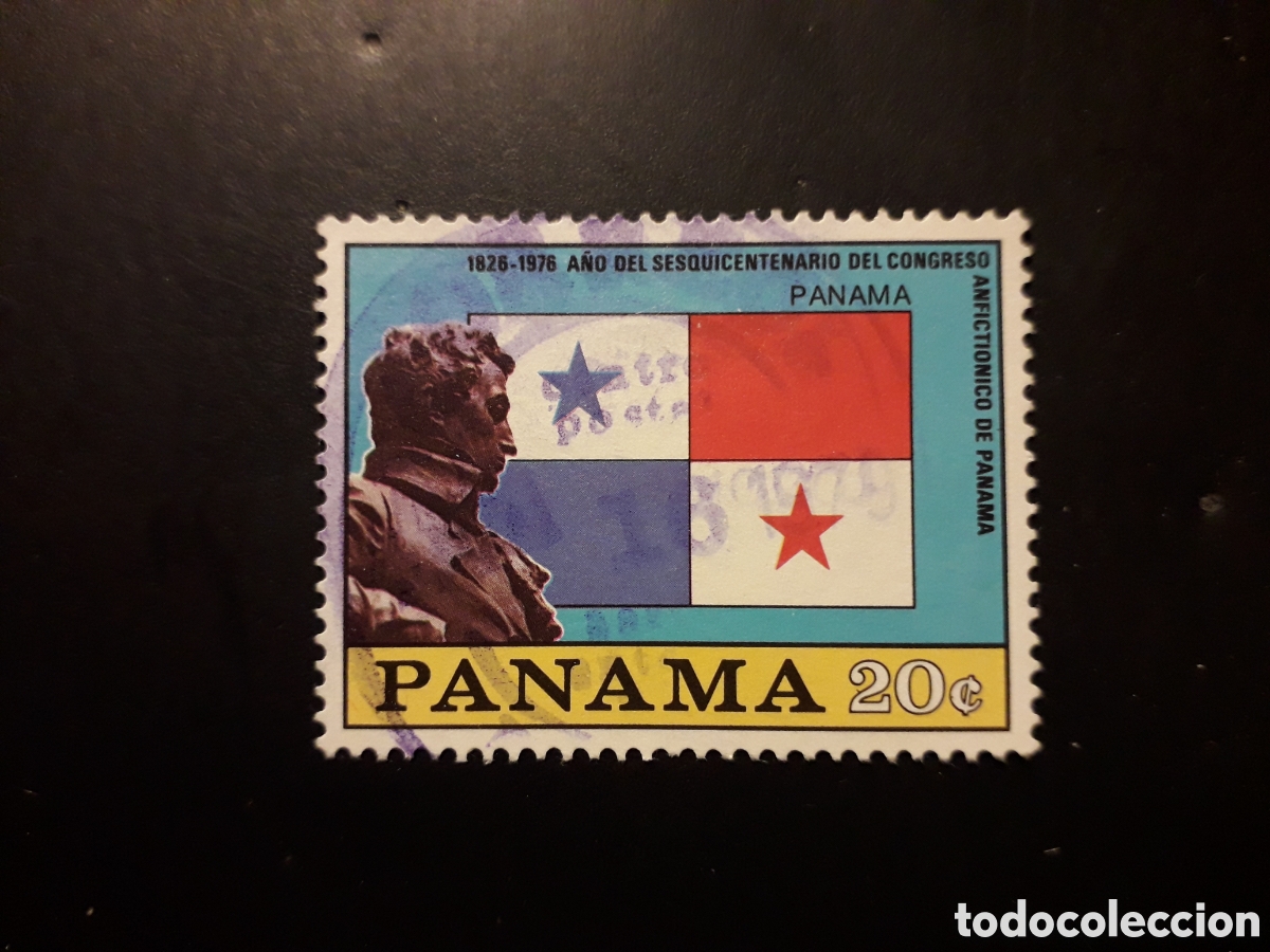Sellos: PANAM&Aacute; YVERT 588 SELLO SUELTO USADO 1976 SIM&Oacute;N BOL&Iacute;VAR, BANDERA PANAM&Aacute; PEDIDO M&Iacute;NIMO 3&euro;