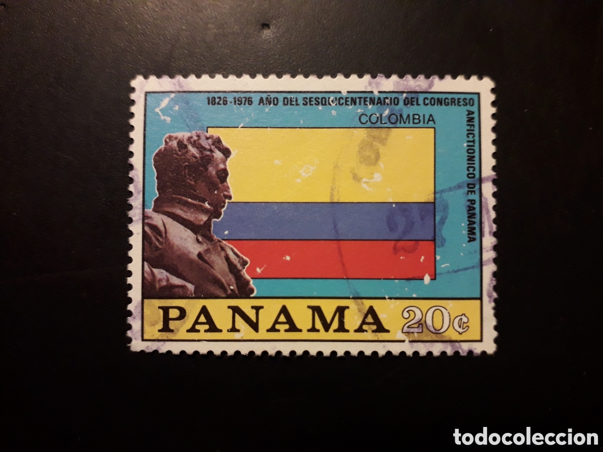 Sellos: PANAM&Aacute; YVERT 574 SELLO SUELTO USADO 1976 SIM&Oacute;N BOL&Iacute;VAR, BANDERA COLOMBIA PEDIDO M&Iacute;NIMO 3&euro;