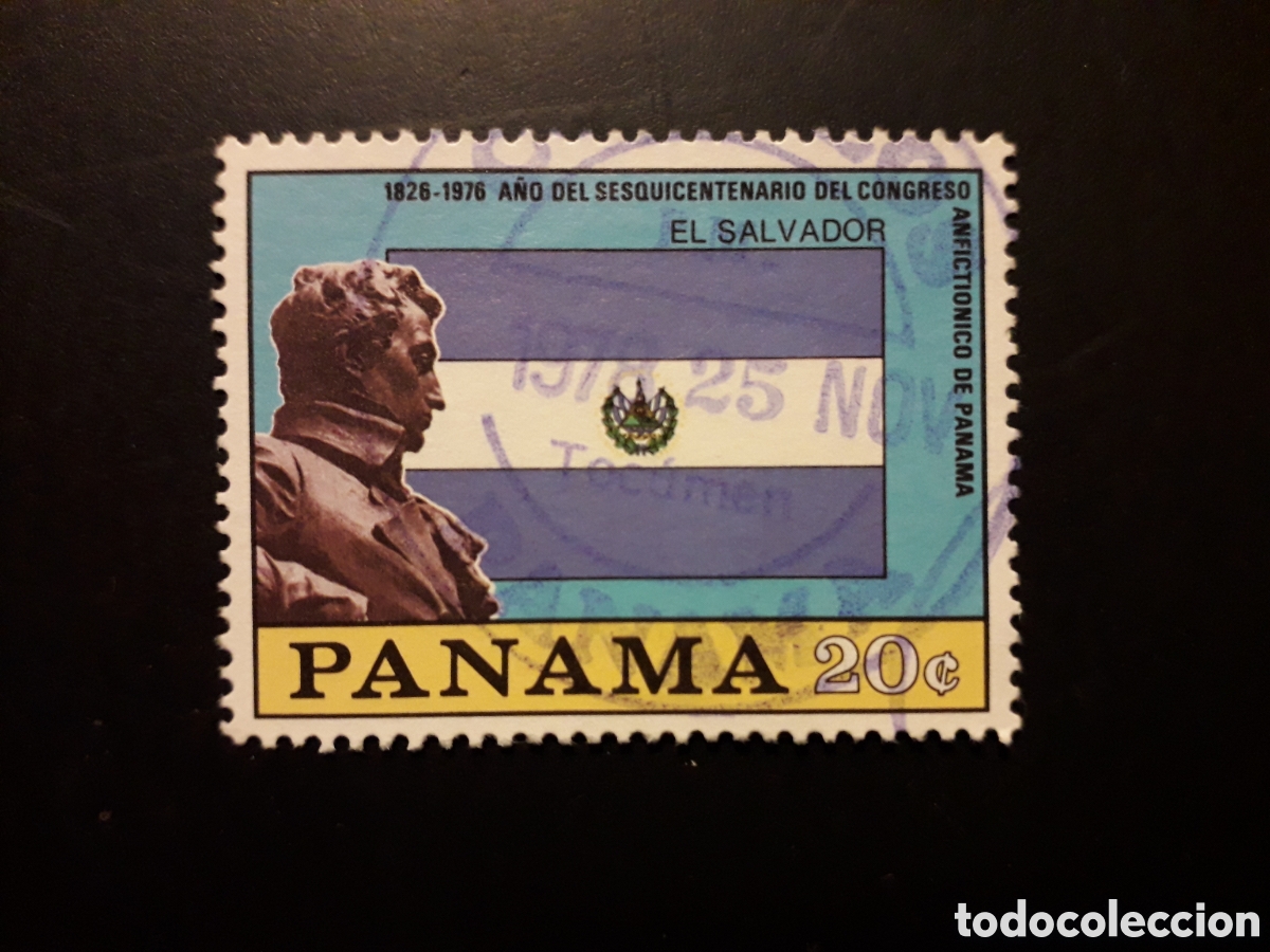 Sellos: PANAM&Aacute; YVERT 578 SELLO SUELTO USADO 1976 SIM&Oacute;N BOL&Iacute;VAR, BANDERA EL SALVADOR PEDIDO M&Iacute;NIMO 3&euro;