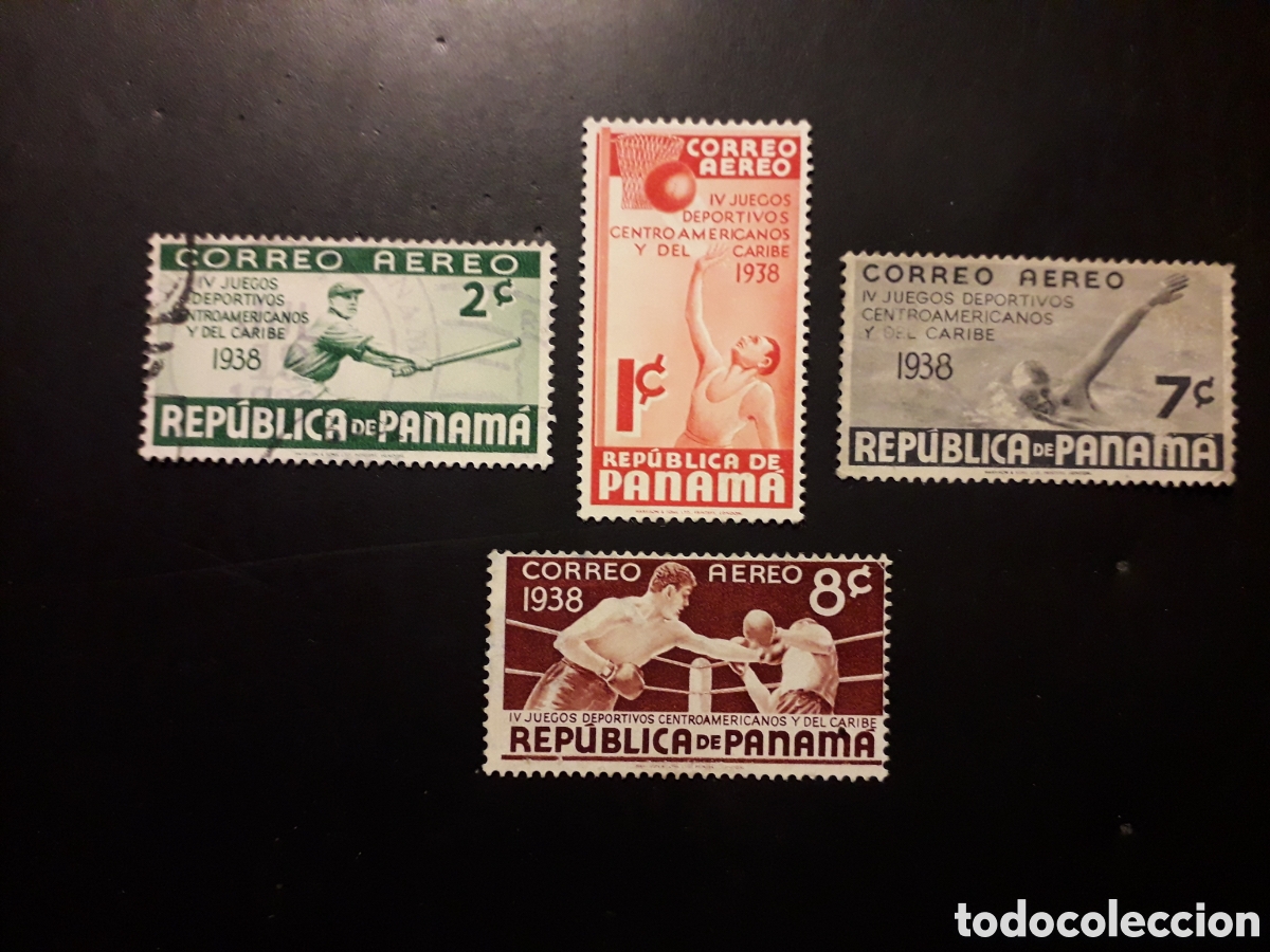 Sellos: PANAM&Aacute; YV A 36/9 SIN 40 SERIE CORTA USADA 1938 DEPORTES, B&Eacute;ISBOL, BALONCESTO, BOXEO PEDIDO M&Iacute;NIMO 3&euro;