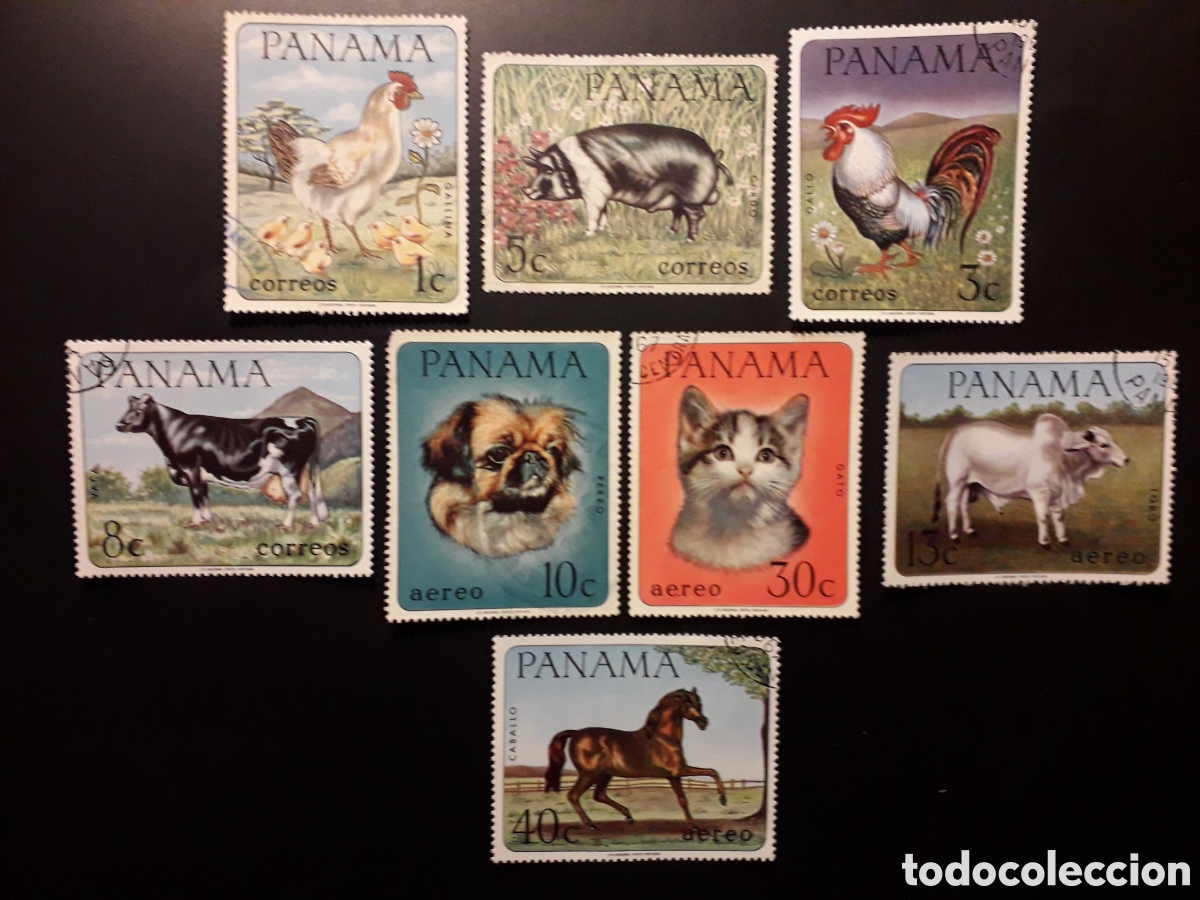 Sellos: PANAM&Aacute; YVERT 449/52 + A 424/7 SERIE COMPLETA USADA 1967 FAUNA, ANIMALES DOM&Eacute;STICOS PEDIDO M&Iacute;NIMO 3&euro;