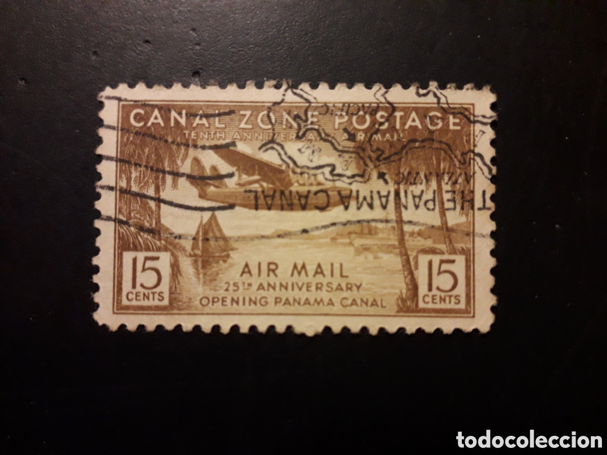 Sellos: PANAM&Aacute; ZONA DEL CANAL YVERT A 13 SELLO SUELTO USADO 1939 AVIONES PEDIDO M&Iacute;NIMO 3&euro;