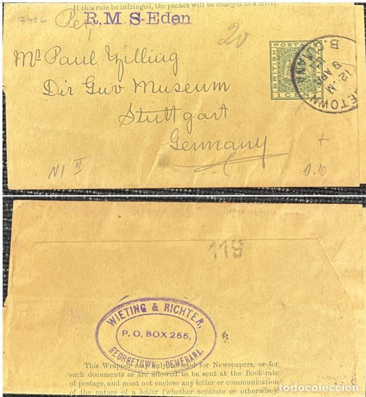 Sellos: S.)1890, BRITISH GUIANA, GEORGETOWN TO STUTTGART, HISTORICAL POSTAL COVER, &rdquo;QUEEN VICTORIA&rdquo; STAMP, C