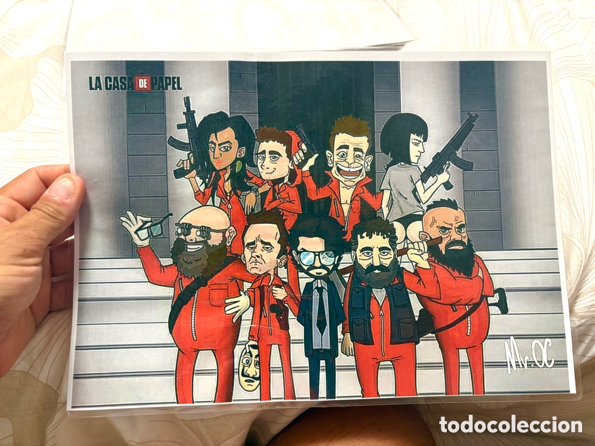 Cine: L&Aacute;MINA DE LA SERIE LA CASA DE PAPEL . CARICATURAS - PLASTIFICADO
