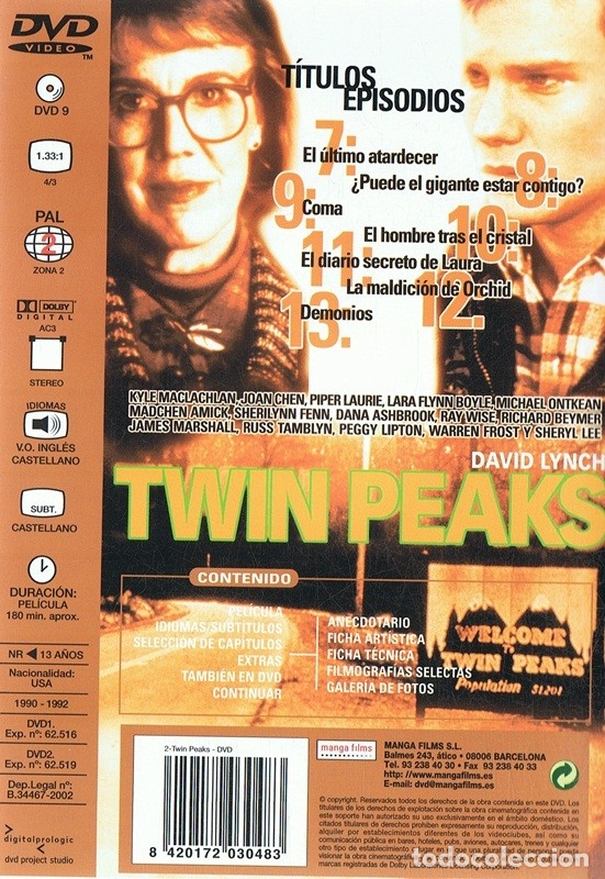 Series de TV: TWIN PEAKS DAVID LYNCH VOL. 2 ( 2 DISCOS) - Foto 2