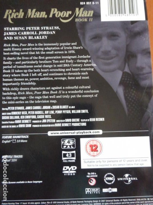 Series de TV: Rich Man, Poor Man - Book II [DVD] by Peter Strauss. Peter Strauss , Gregg Henry - Buen estado - Foto 2 - 211655854