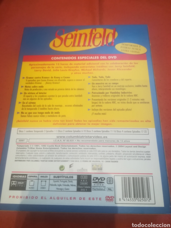 Series de TV: Seinfeld.Temporada 3.Pack De Cuatro DVDs.Impecable. - Foto 2