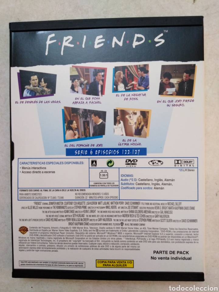 Series de TV: Friends temporada 6 completa ( 4 DVD ) - Foto 5 - 238298325