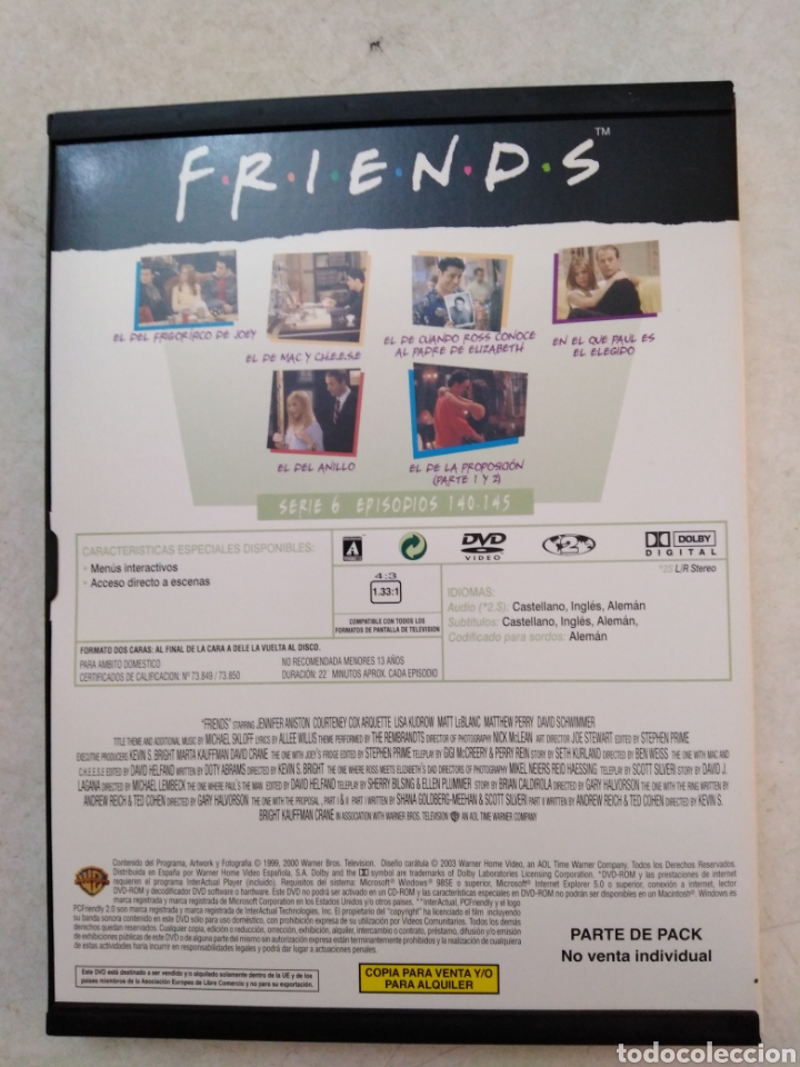 Series de TV: Friends temporada 6 completa ( 4 DVD ) - Foto 11 - 238298325