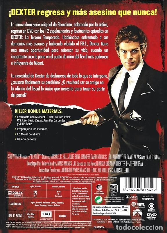 Series de TV: DEXTER LA TERCERA TEMPORADA (4 DVD) - Foto 3