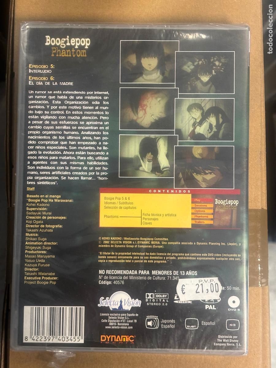 Series de TV: BOOGIEPOP PHANTOM EVOLUTION 3 DVD, SELECTA VISION, NUEVO SELLADO - Foto 2