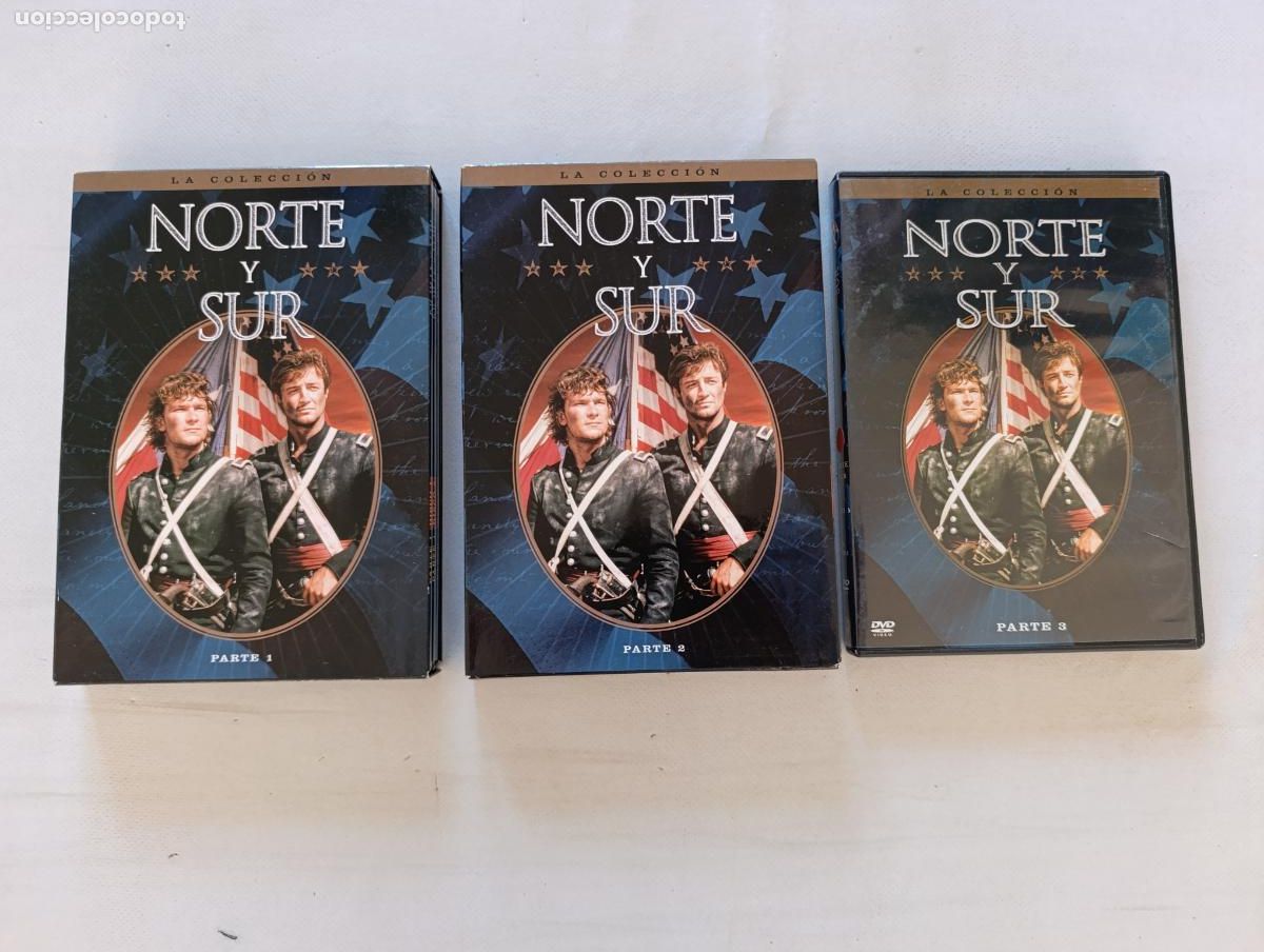 Fernsehserien: DVD NORTE Y SUR - LA COLECCION COMPLETA - PARTE 1, 2 Y 3 - PATRICK SWAYZE (9L)