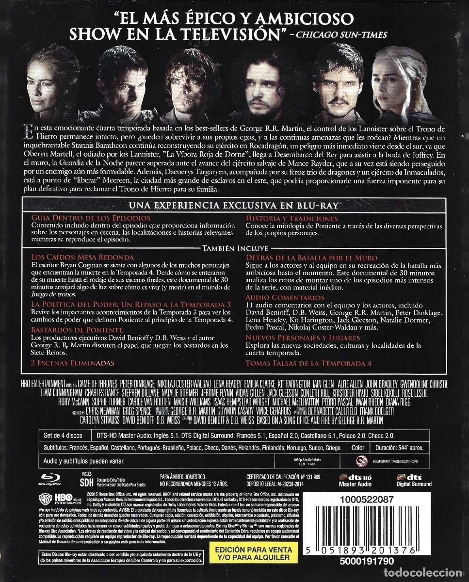 Series de TV: JUEGO DE TRONOS CUARTA TEMPORADA COMPLETA (BLURAY) - Foto 2