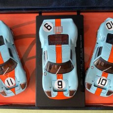 Slot Cars: 3X COCHES FLY FORD GT40 TEAM GULF (LE MANS 1968).. Lote 354387953