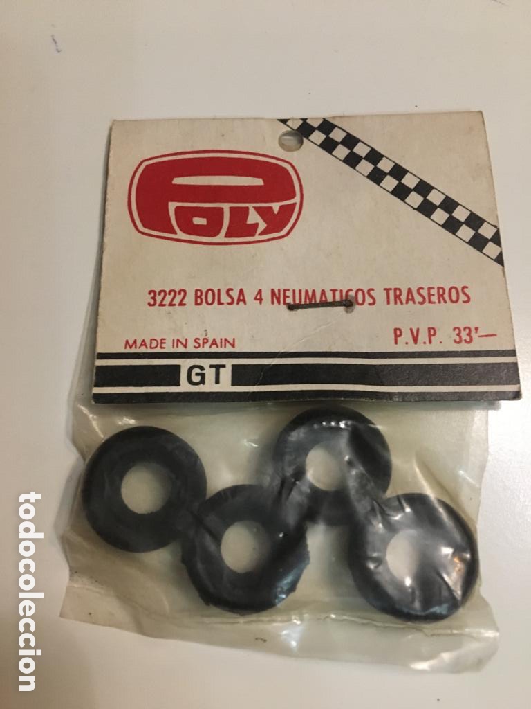 Slot Cars: Bolsa 4 neum&aacute;ticos traseros Marca Poly