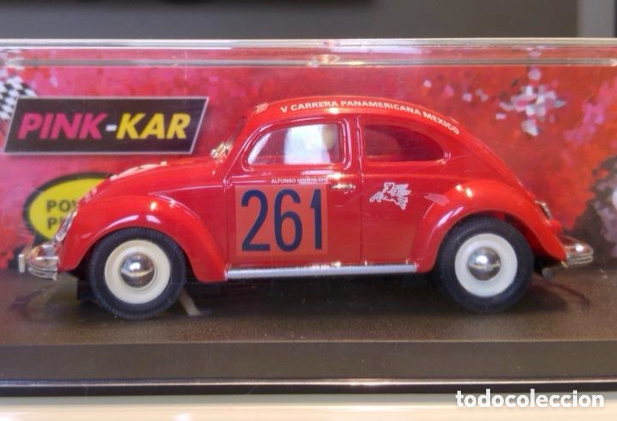 Slot Cars: VW Beetle Pink Kar rojo descatalogado