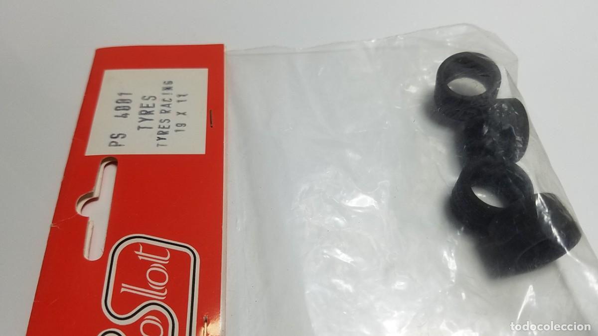 Slot Cars: SLOT SCALEXTRIC PROSLOT JUEGO 4X NEUM&Aacute;TICOS RUEDAS O GOMAS 19X11mm PERFIL MEDIO Y RAYADO REF. PS4001