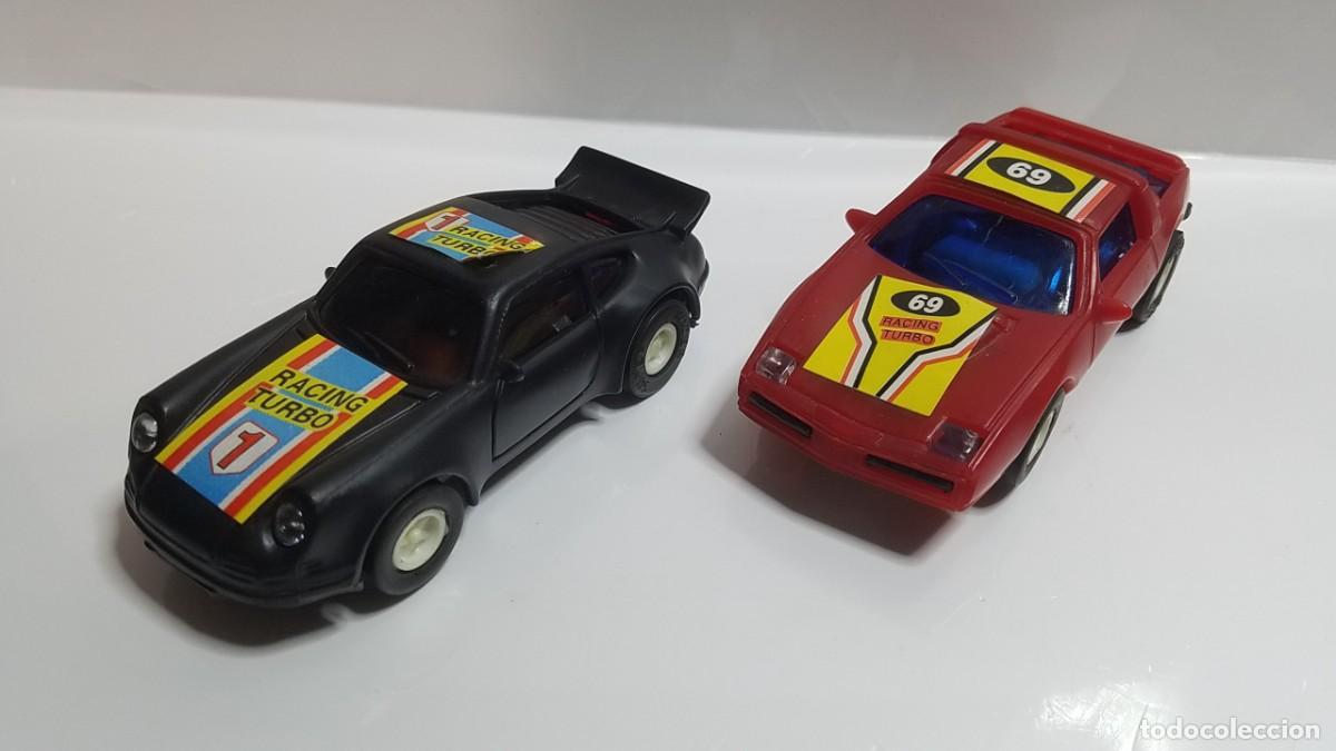 Slot Cars: SLOT SCALEXTRIC RACING TURBO PORSCHE Y FERRARI ESCALA 1:43 TIPO COMPACT O CARRERA GO