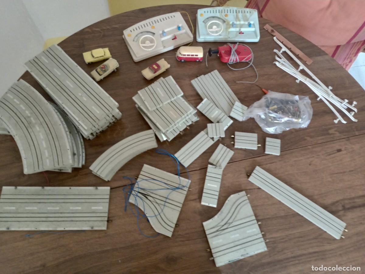 Slot Cars: AUTOPISTA Faller AMS 4030 Material De V&iacute;as + 4 coches slot + reguladores a&ntilde;os 60