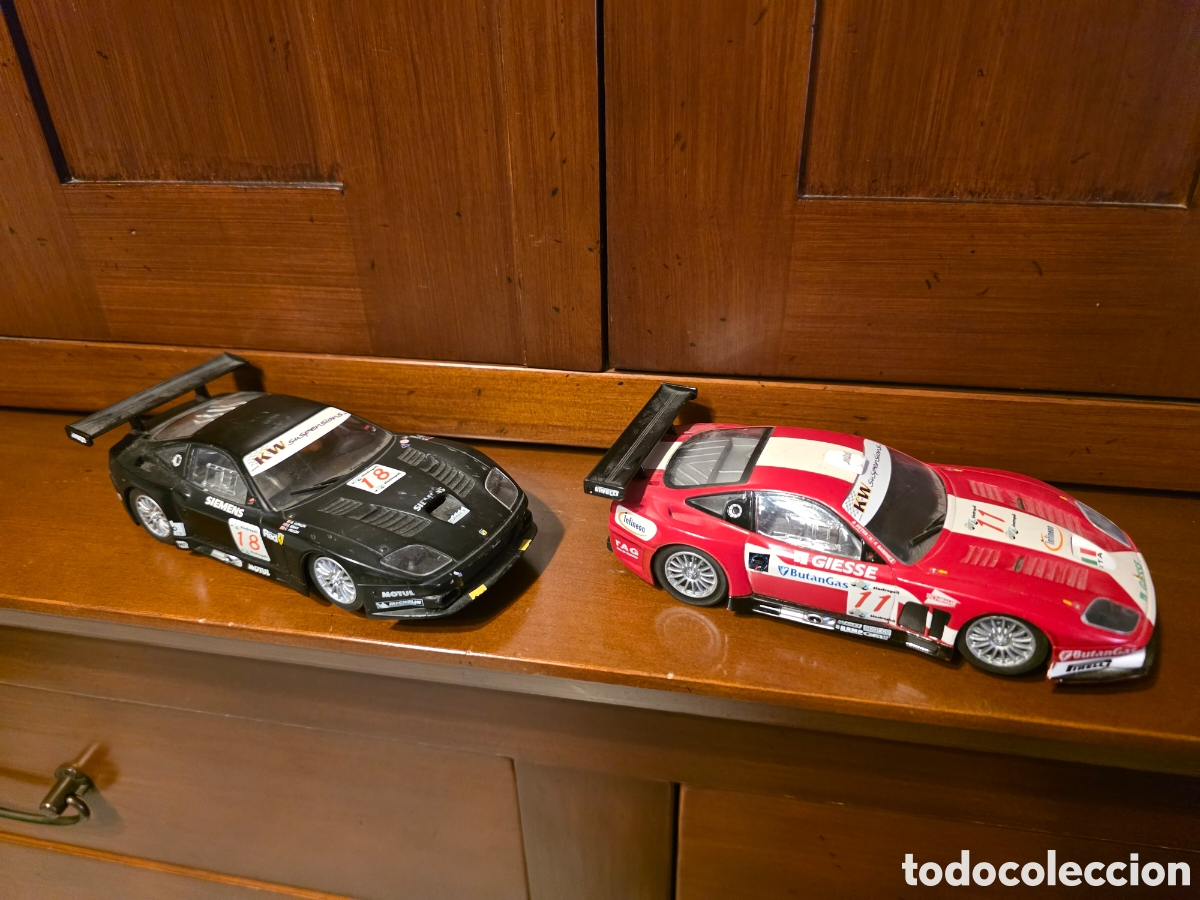 Slot Cars: Dos coches slot Ferrari 575 gtc marca carreras