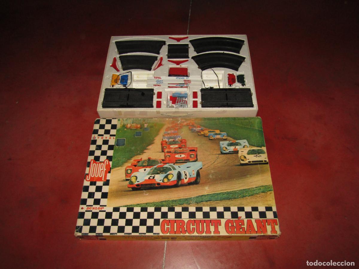 Slot Cars: Antigua Caja Circuito Slot CIRCUIT GEANT de JOUEF Circuito Gigante para 4 Coches 6 Metros Circuito