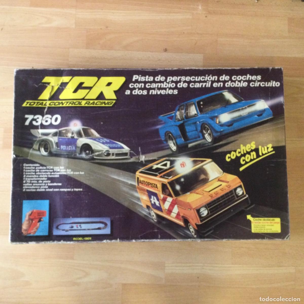 Slot Cars: Circuito TCR. Pista persecuci&oacute;n de coches. A&ntilde;os 70.