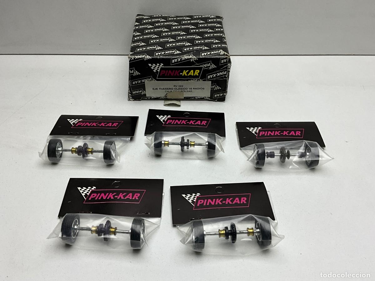 Slot Cars: LOTE DE EJE TRASERO PINK-KAR - 5 UNIDADES I CAJA ORIGINAL - NUEVO A ESTRENAR