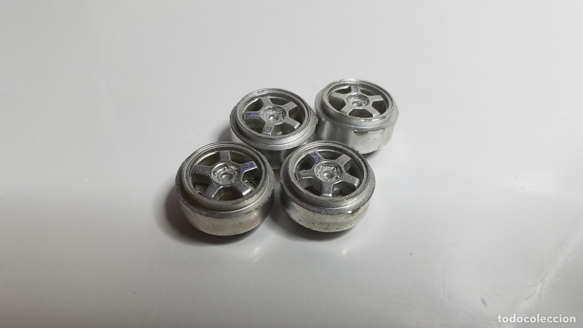 Slot Cars: SLOT SCALEXTRIC 4X JUEGO LLANTAS O CUBOS RUEDAS 5 RADIOS OZ 16 mm DI&Aacute;METRO EXTERIOR