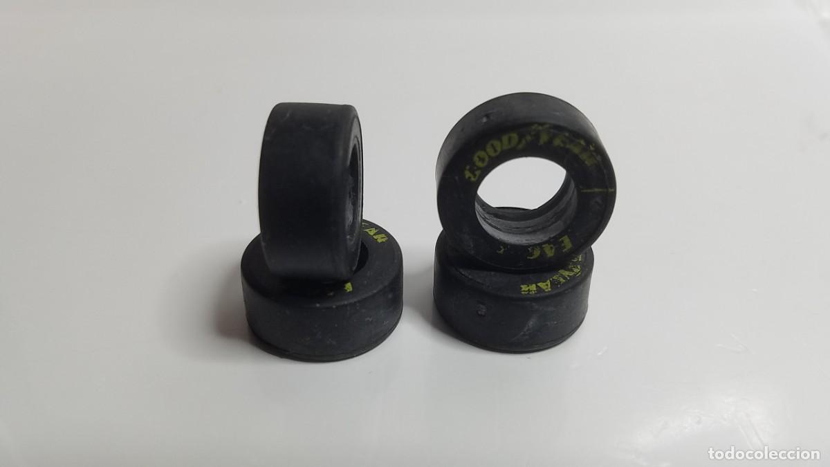 Slot Cars: SLOT SCALEXTRIC 4X NEUM&Aacute;TICOS RUEDAS O GOMAS 21X10 mm GOODYEAR EAGLE PERFIL GRUESO LISAS
