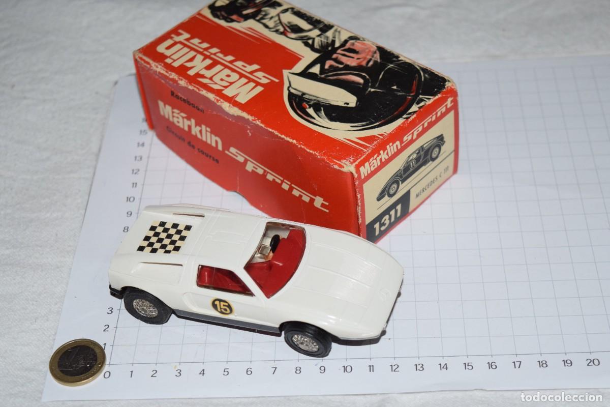 Slot Cars: MARKLIN SPRINT - MERCEDES C 111, Blanco - A&ntilde;os 50/60 - REF. 1311, FUNCIONANDO - &iexcl;Mira - Muy dif&iacute;cil!