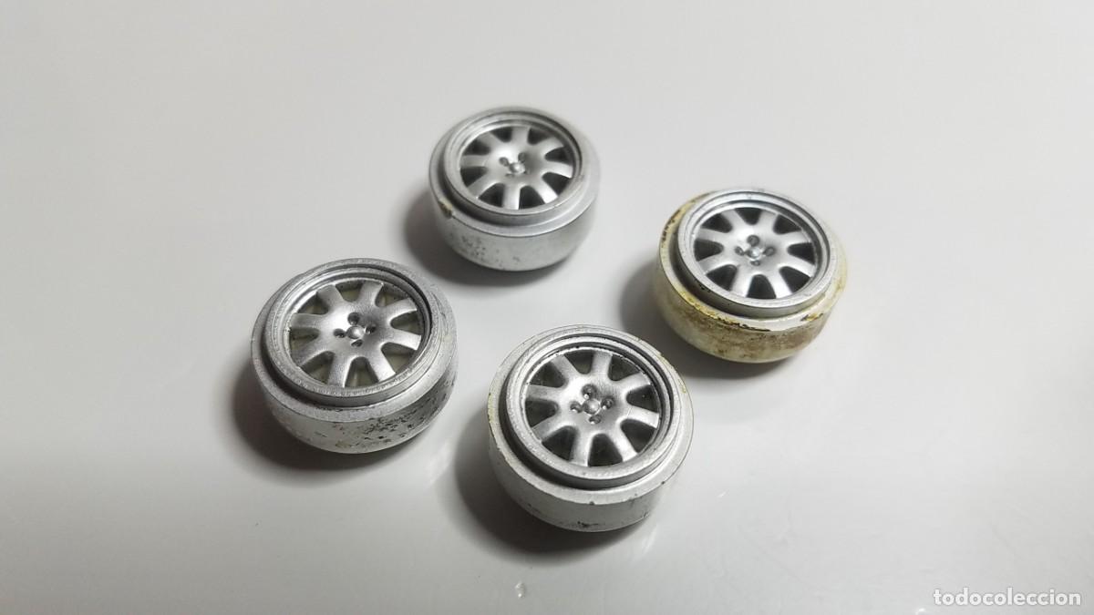 Slot Cars: SLOT SCALEXTRIC 4X JUEGO LLANTAS O CUBOS RUEDAS 8 RADIOS GRISES 16 mm DI&Aacute;METRO EXTERIOR