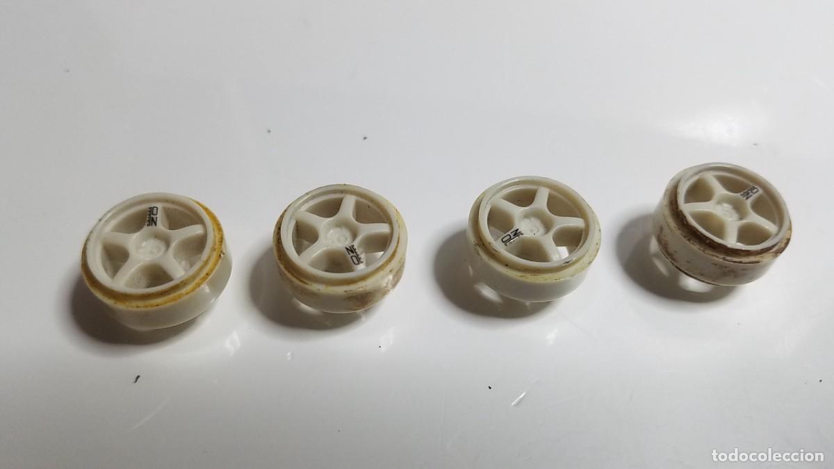 Slot Cars: SLOT SCALEXTRIC 4X JUEGO LLANTAS O CUBOS RUEDAS 5 RADIOS OZ BLANCAS 16 mm DI&Aacute;METRO EXTERIOR