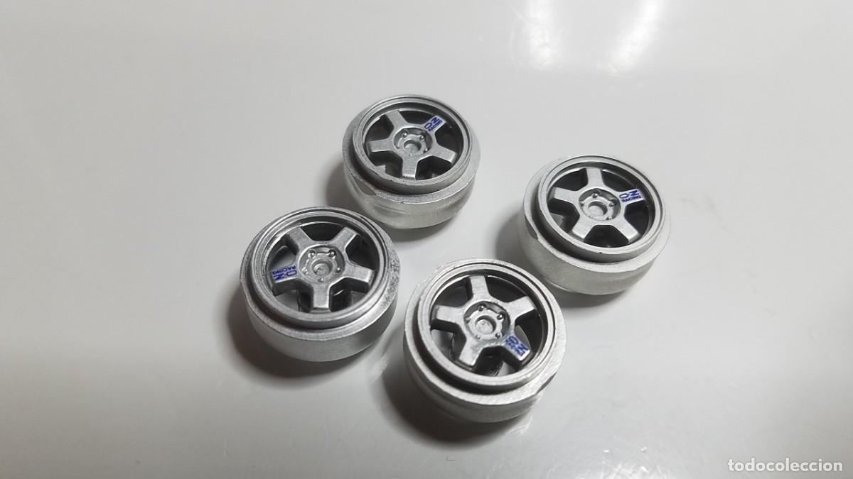 Slot Cars: SLOT SCALEXTRIC 4X JUEGO LLANTAS O CUBOS RUEDAS 5 RADIOS OZ 16 mm DI&Aacute;METRO EXTERIOR