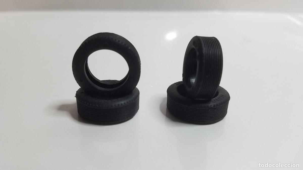 Slot Cars: SLOT SCALEXTRIC NINCO 4X NEUM&Aacute;TICOS RUEDAS O GOMAS 20X7 mm PERFIL ESTRECHO RAYADAS